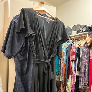 Tahari wrap around black dress